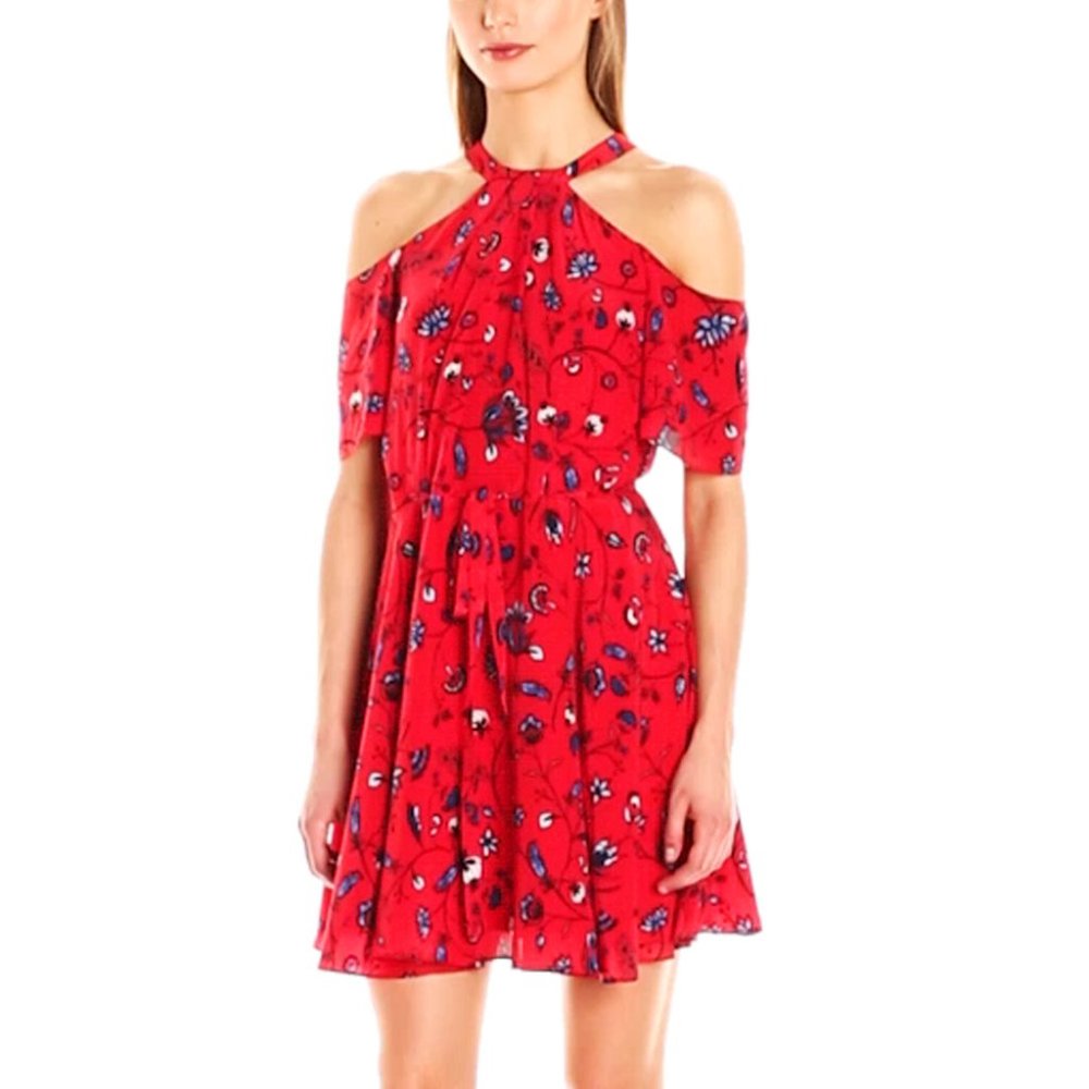 Shoshanna Red Floral Silk Dress Size 8